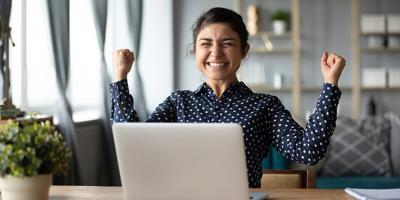 Woman smiling with excitement