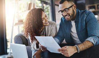 Couple planning their budget together