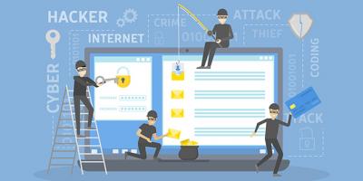 Illustration of thieves robbing a computer.